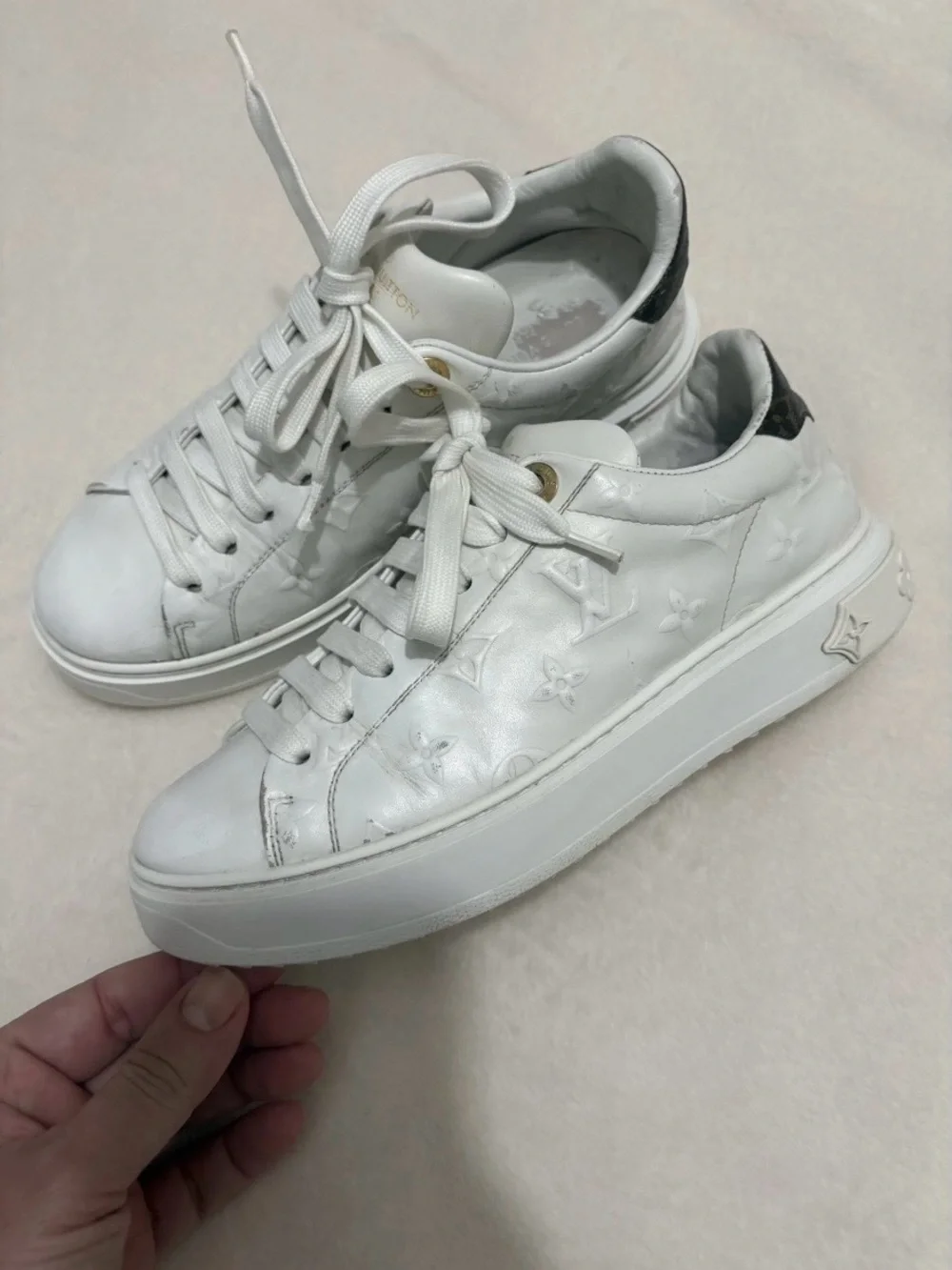 Louis Vuitton Time Out Sneakers with Brown Heel Tab
